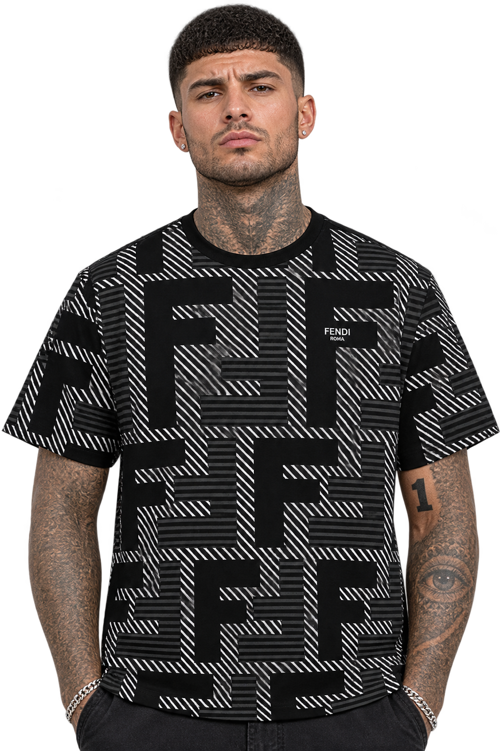 F€NDI - Pattern Black shirt